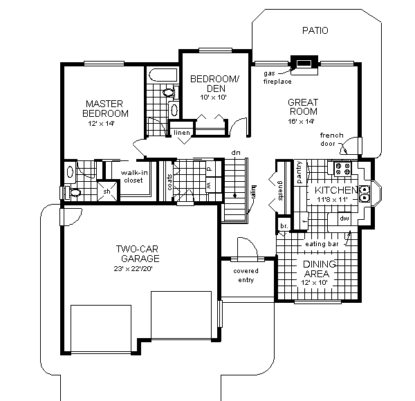 Ranch Floor Plan - Main Floor Plan #18-1022