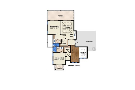 Floor Plan - Upper Floor for Beach House Plan #27-514 - 3 bed, 3.5 bath