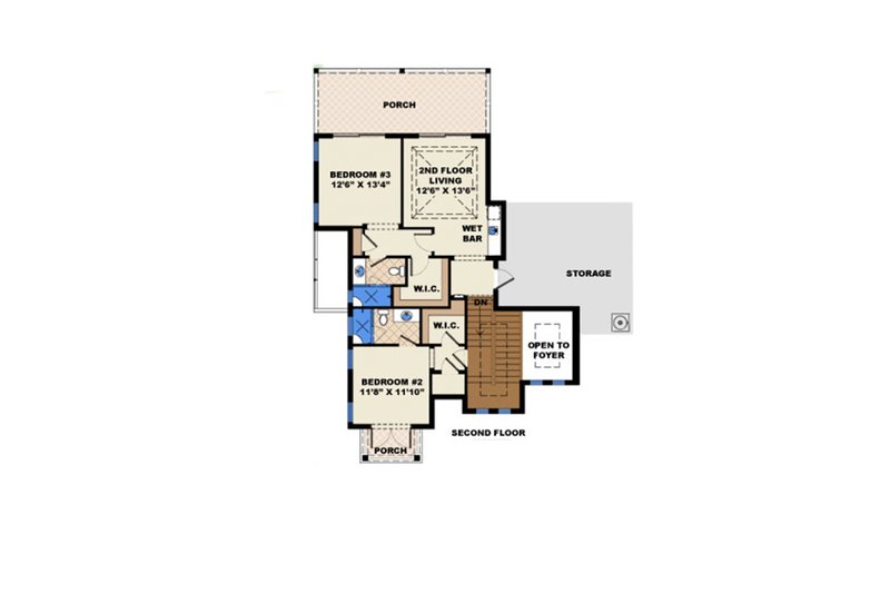House Design - Floor Plan - Upper Floor for Beach House Plan #27-514 - 3 bed, 3.5 bath