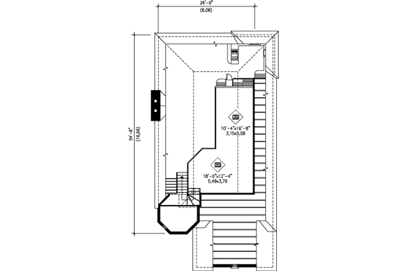 Architectural House Design - Floor Plan - Upper Floor for Tudor House Plan #25-4183 - 2 bed, 2 bath