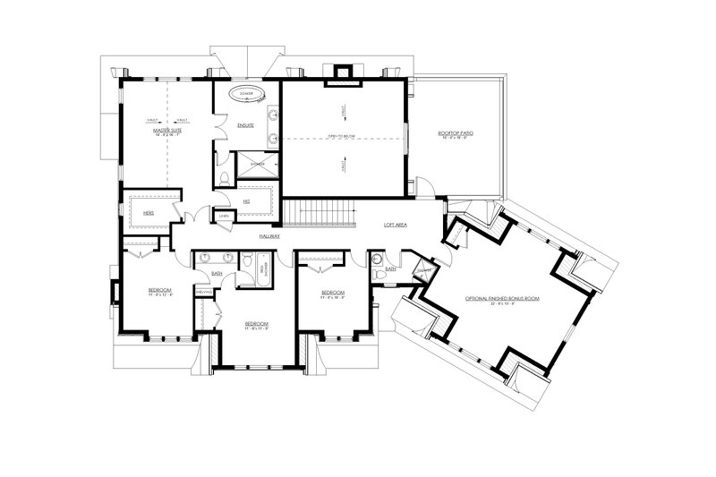 House Blueprint - Floor Plan - Upper Floor for Beach House Plan #1114-17 - 3 bed, 3.5 bath