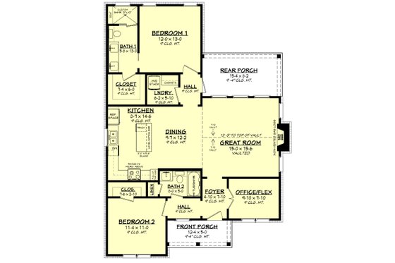 Floor Plan - Main Floor for Cottage House Plan #430-247 - 2 bed, 2 bath