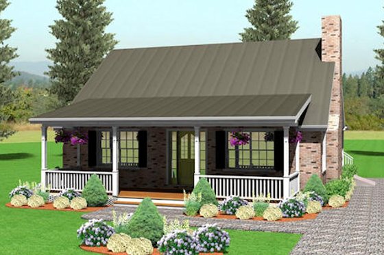 Exterior - Front Elevation for Country House Plan #75-148 - 3 bed, 2 bath
