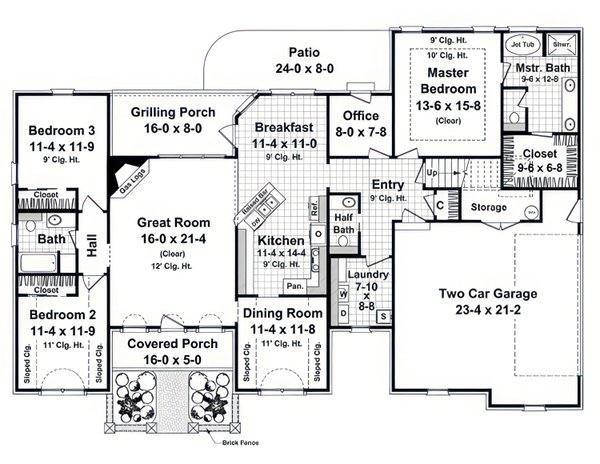 Architectural House Design - Floor Plan - Main Floor for European House Plan #21-665 - 3 bed, 2.5 bath