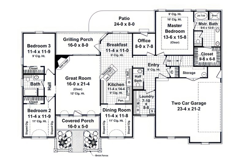 Architectural House Design - Floor Plan - Main Floor for European House Plan #21-665 - 3 bed, 2.5 bath