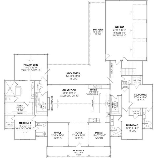Architectural House Design - Farmhouse Floor Plan - Main Floor Plan #1096-33
