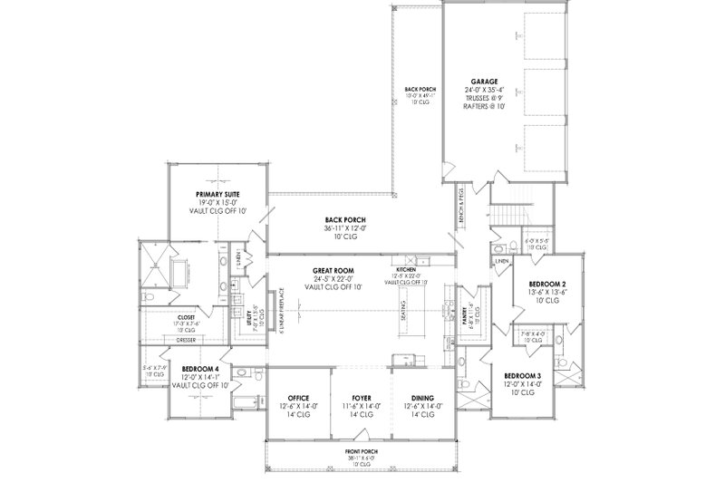 House Design - Floor Plan - Main Floor for Farmhouse House Plan #1096-33 - 4 bed, 4.5 bath