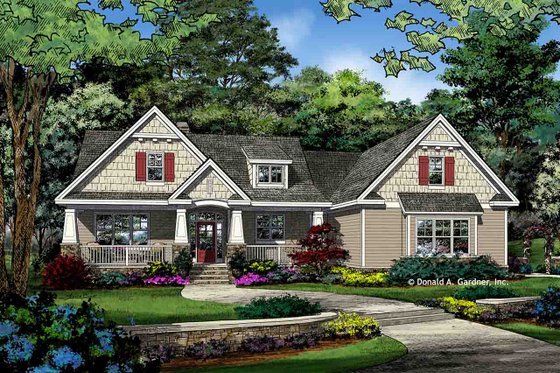 Exterior - Front Elevation 3 for Craftsman House Plan #929-1043 - 3 bed, 2 bath