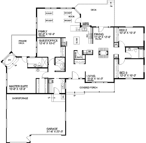 House Blueprint - Ranch Floor Plan - Main Floor Plan #60-209