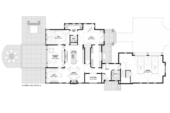 Floor Plan - Main Floor for Farmhouse House Plan #928-365 - 3 bed, 4.5 bath