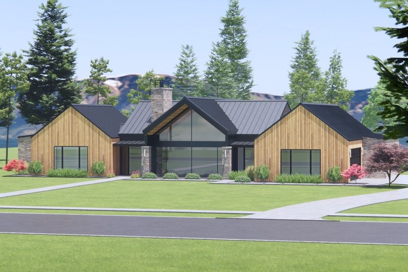 House Design - Exterior - Front Elevation 6 for Modern House Plan #1096-59 - 4 bed, 3.5 bath