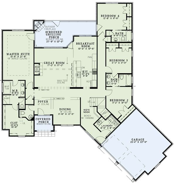 Architectural House Design - European Floor Plan - Main Floor Plan #17-2556