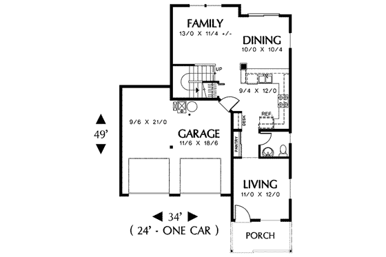 Floor Plan - Main Floor for Farmhouse House Plan #48-192 - 4 bed, 2.5 bath