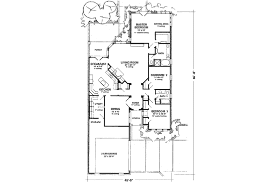 Floor Plan - Main Floor for European House Plan #410-274 - 3 bed, 2 bath
