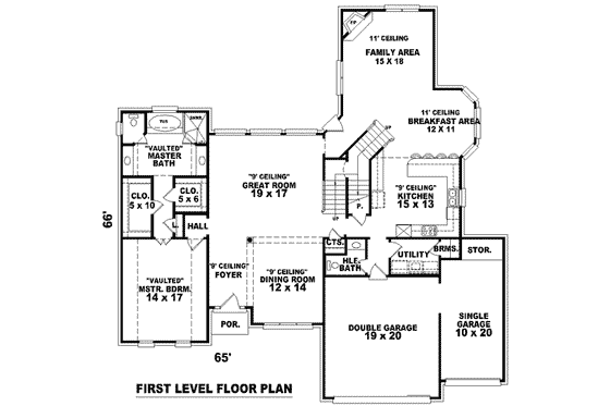 Floor Plan - Main Floor for European House Plan #81-1118 - 4 bed, 3.5 bath