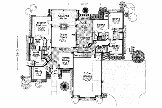Floor Plan - Main Floor for European House Plan #310-276 - 4 bed, 3.5 bath
