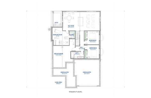 Ranch Floor Plan - Lower Floor Plan #1069-23