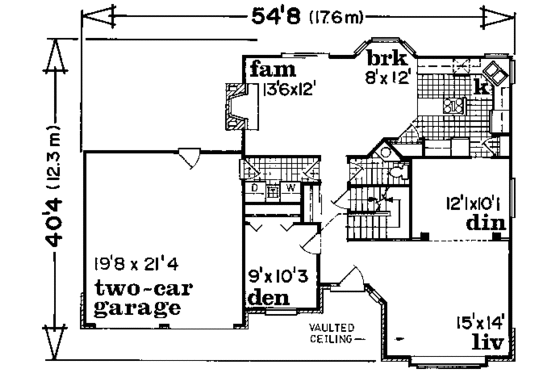 Floor Plan - Main Floor for European House Plan #47-612 - 3 bed, 2.5 bath