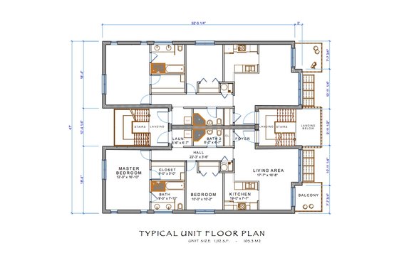Floor Plan - Main Floor for Contemporary House Plan #535-11 - 2 bed, 2 bath