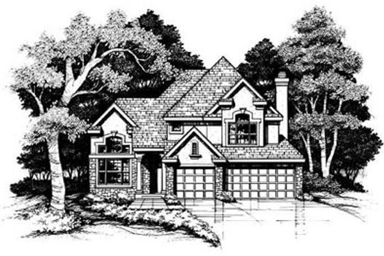 Exterior - Front Elevation for Traditional House Plan #50-167 - 4 bed, 3 bath