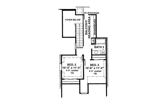 Floor Plan - Upper Floor for European House Plan #410-304 - 3 bed, 2.5 bath