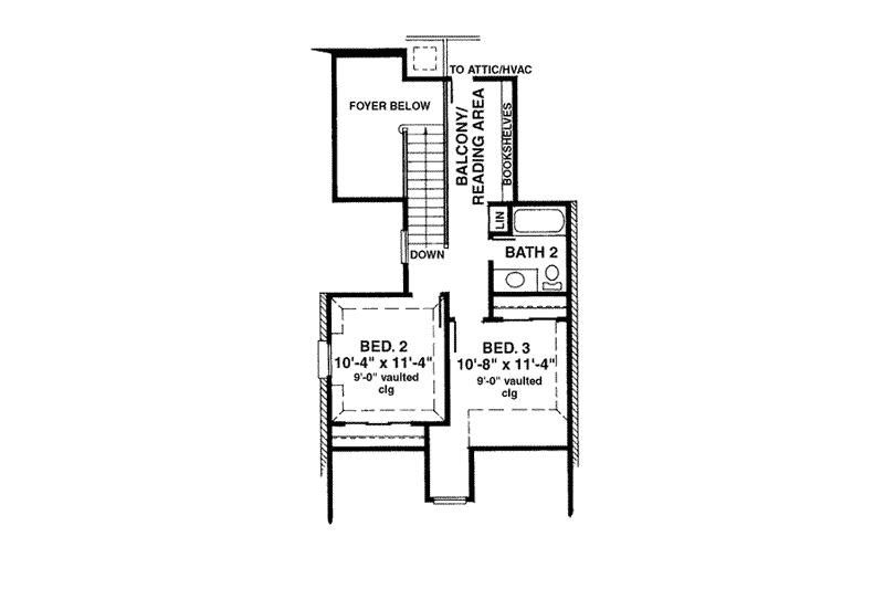 House Blueprint - Floor Plan - Upper Floor for European House Plan #410-304 - 3 bed, 2.5 bath