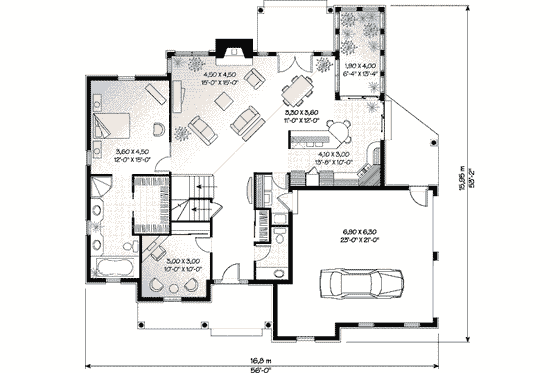 Floor Plan - Main Floor for European House Plan #23-232 - 3 bed, 2.5 bath