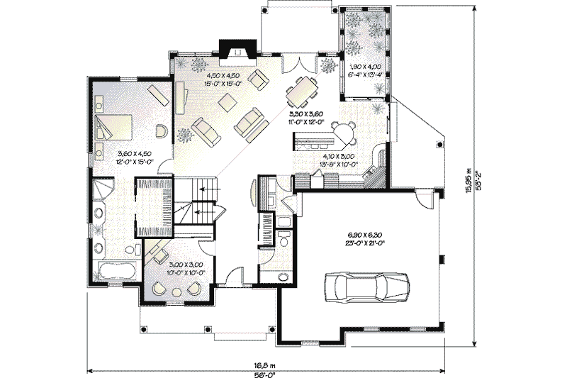 House Plan Design - Floor Plan - Main Floor for European House Plan #23-232 - 3 bed, 2.5 bath