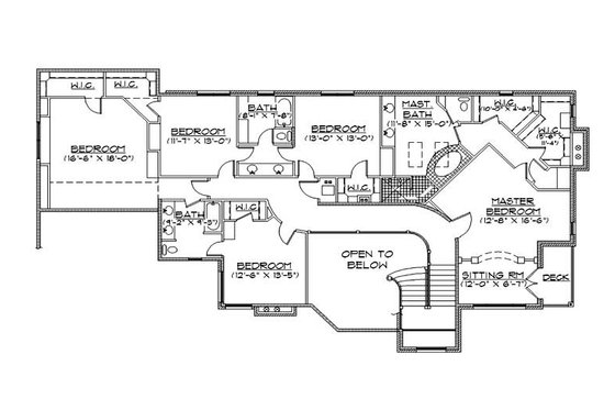 Floor Plan - Upper Floor for Traditional House Plan #5-437 - 6 bed, 4.5 bath