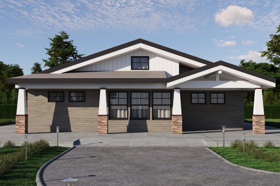 Exterior - Front Elevation 4 for Craftsman House Plan #1106-135 - 2 bed, 2 bath