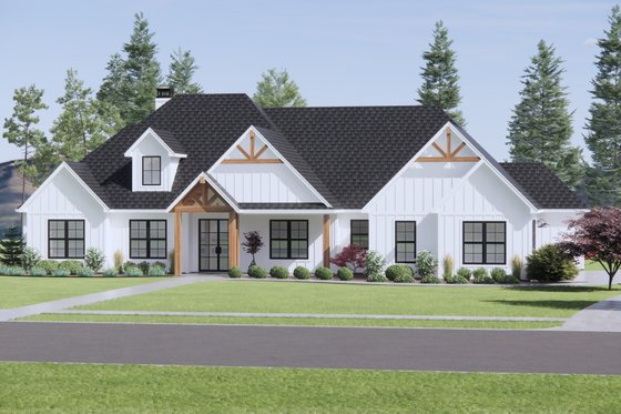 Exterior - Front Elevation 4 for Country House Plan #1096-71 - 4 bed, 3 bath