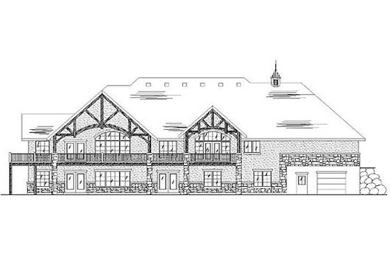 Exterior - Rear Elevation for European House Plan #5-365 - 5 bed, 4.5 bath