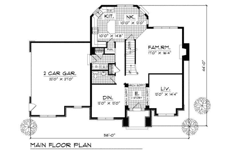 House Plan Design - Floor Plan - Main Floor for Traditional House Plan #70-329 - 3 bed, 2.5 bath