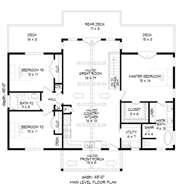 Architectural House Design - Traditional Floor Plan - Main Floor Plan #932-470