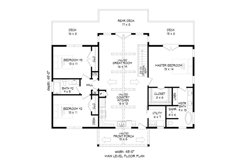 House Blueprint - Floor Plan - Main Floor for Traditional House Plan #932-470 - 3 bed, 2 bath