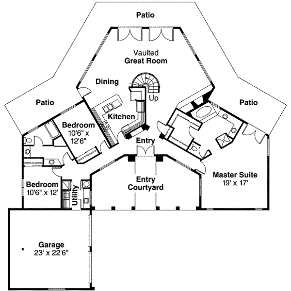 Architectural House Design - Mediterranean Floor Plan - Main Floor Plan #124-118