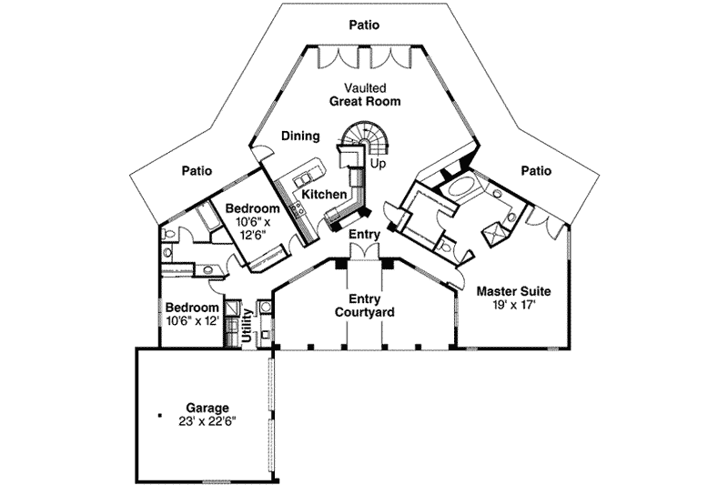 Home Plan - Floor Plan - Main Floor for Mediterranean House Plan #124-118 - 3 bed, 2 bath