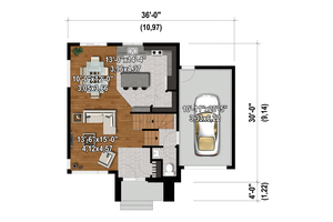 Floor Plan - Main Floor for Contemporary House Plan #25-4876 - 3 bed, 1.5 bath