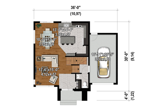 Floor Plan - Main Floor for Contemporary House Plan #25-4876 - 3 bed, 1.5 bath