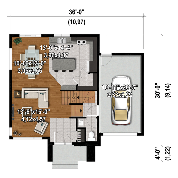 House Blueprint - Contemporary Floor Plan - Main Floor Plan #25-4876