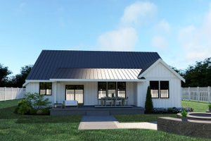 Exterior - Rear Elevation for Farmhouse House Plan #1070-21 - 3 bed, 2 bath
