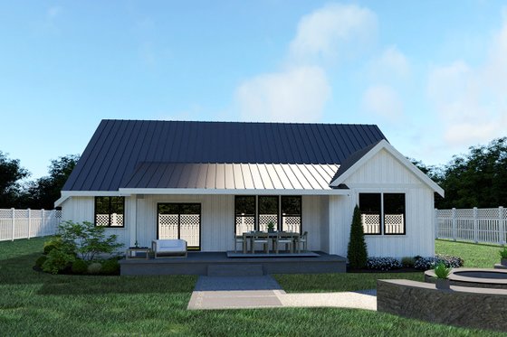 Exterior - Rear Elevation for Farmhouse House Plan #1070-21 - 3 bed, 2 bath