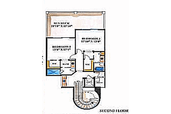 Floor Plan - Upper Floor for Mediterranean House Plan #27-268 - 4 bed, 4.5 bath