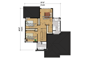 Floor Plan - Upper Floor 1 for Contemporary House Plan #25-4341 - 3 bed, 2 bath