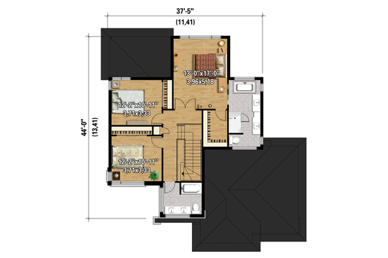 Floor Plan - Upper Floor 1 for Contemporary House Plan #25-4341 - 3 bed, 2 bath
