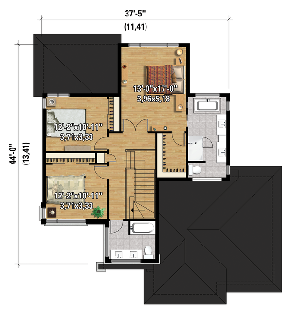 Contemporary Floor Plan - Upper Floor Plan #25-4341