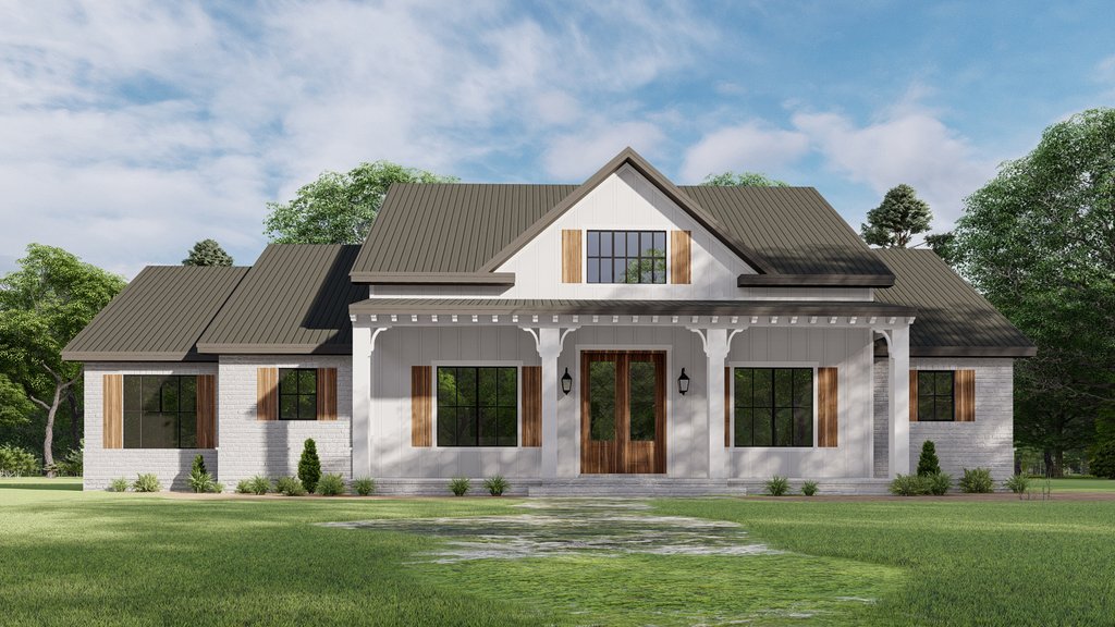Exterior - Front Elevation 2 for Farmhouse House Plan #1092-72 - 3 bed, 3.5 bath