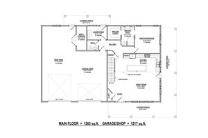 Floor Plan - Main Floor for Barndominium House Plan #1084-12 - 3 bed, 2.5 bath
