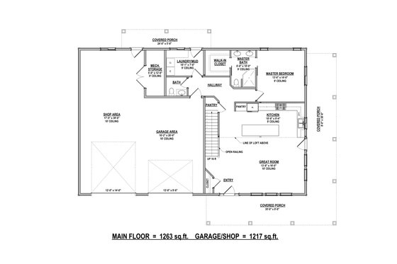 Floor Plan - Main Floor for Barndominium House Plan #1084-12 - 3 bed, 2.5 bath