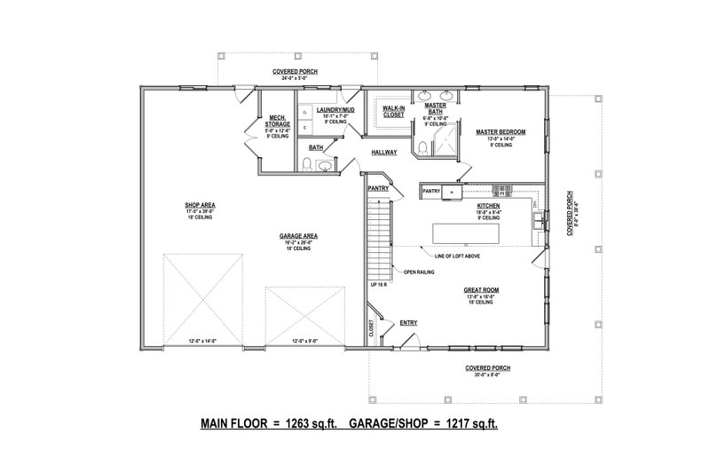 Dream House Plan - Floor Plan - Main Floor for Barndominium House Plan #1084-12 - 3 bed, 2.5 bath